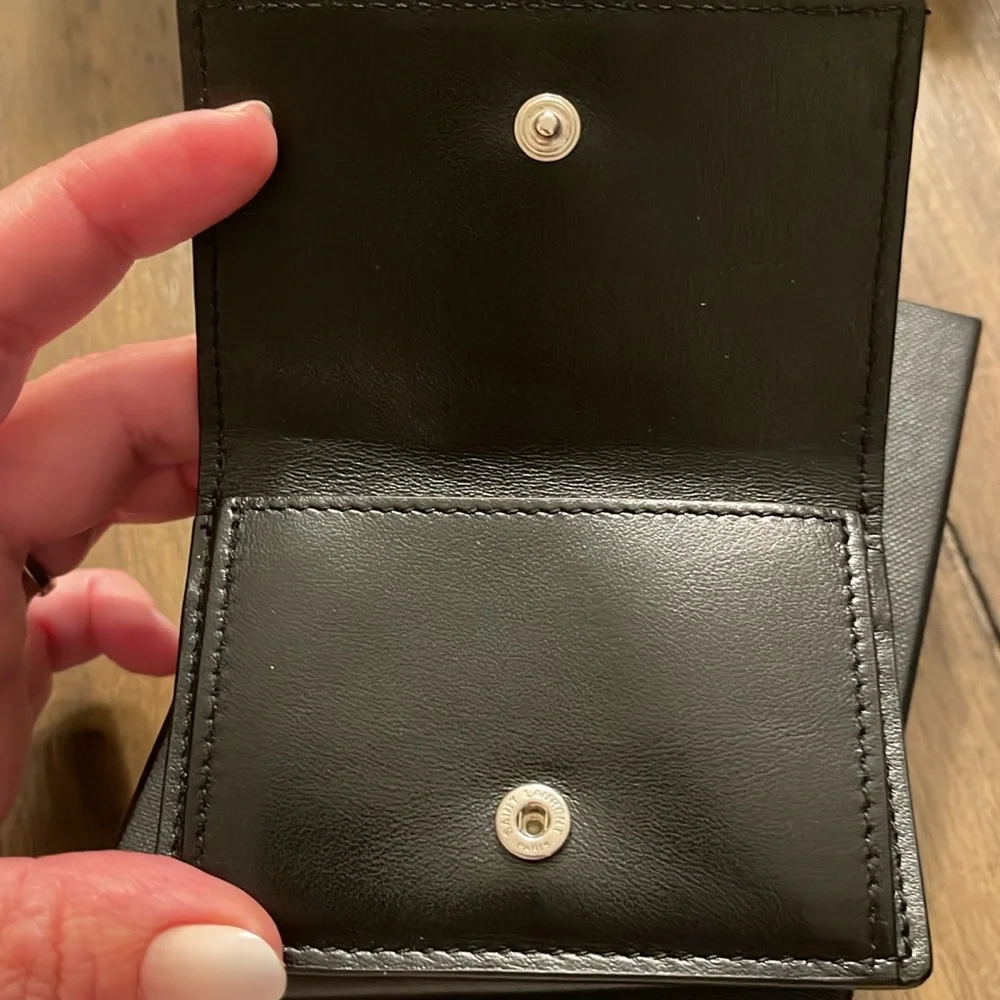 ✨Saint Laurent ✨Glitter Panel Leather Wallet in Blue and Black🖤 - Picture 4 of 9